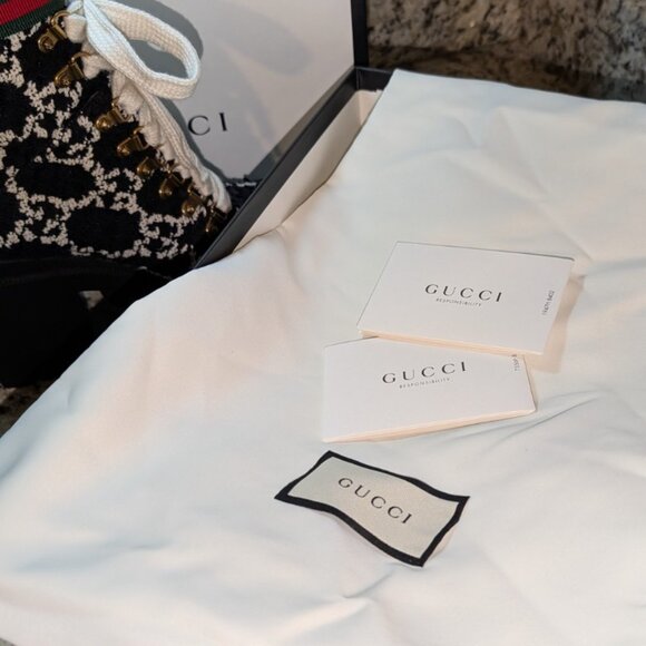 Gucci GG Tweed Snake Sole Boots Black Ivory 37 w/ Box & Dust Bags - Near Mint - Picture 11 of 13